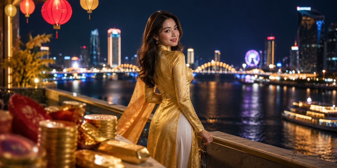 Khung cảnh casino và cá cược tại Đà Nẵng với trang phục áo dài truyền thống